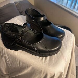Dansko Black Leather Mules